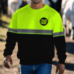 Hi Vis Long Sleeve Reflective Black Lime Custom Safety Workwear For Worker 7