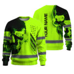Hi Vis Long Sleeve Reflective Black Skull Custom Name Safety Workwear 1
