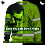 Hi Vis Long Sleeve Reflective Black Skull Custom Name Safety Workwear 2