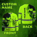 Hi Vis Long Sleeve Reflective Black Skull Custom Name Safety Workwear 3