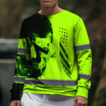 Hi Vis Long Sleeve Reflective Black Skull Custom Name Safety Workwear 5