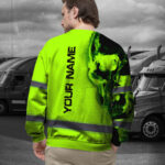 Hi Vis Long Sleeve Reflective Black Skull Custom Name Safety Workwear 6