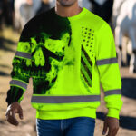 Hi Vis Long Sleeve Reflective Black Skull Custom Name Safety Workwear 7