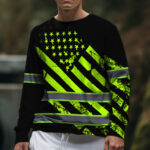 Hi Vis Long Sleeve Shirt Reflective Green Neon Flag Custom Name 5