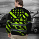 Hi Vis Long Sleeve Shirt Reflective Green Neon Flag Custom Name 6