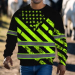 Hi Vis Long Sleeve Shirt Reflective Green Neon Flag Custom Name 7