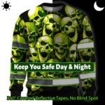Hi Vis Long Sleeve Shirt Reflective Green Neon Skull Custom Name 2