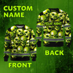 Hi Vis Long Sleeve Shirt Reflective Green Neon Skull Custom Name 3