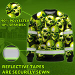 Hi Vis Long Sleeve Shirt Reflective Green Neon Skull Custom Name 4