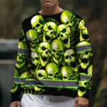 Hi Vis Long Sleeve Shirt Reflective Green Neon Skull Custom Name 5