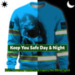 Hi Vis Long Sleeve Shirt Reflective Tapes Blue Neon Skull Custom 2