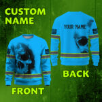 Hi Vis Long Sleeve Shirt Reflective Tapes Blue Neon Skull Custom 3