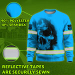 Hi Vis Long Sleeve Shirt Reflective Tapes Blue Neon Skull Custom 4