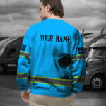 Hi Vis Long Sleeve Shirt Reflective Tapes Blue Neon Skull Custom 6