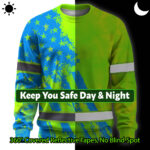 Hi Vis Long Sleeve Shirt Reflective Tapes Green Neon And Blue US Flag 3