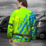 Hi Vis Long Sleeve Shirt Reflective Tapes Green Neon And Blue US Flag 6