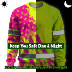Hi Vis Long Sleeve Shirt Reflective Tapes Green Neon And Pink US Flag 3