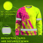Hi Vis Long Sleeve Shirt Reflective Tapes Green Neon And Pink US Flag 4