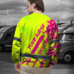 Hi Vis Long Sleeve Shirt Reflective Tapes Green Neon And Pink US Flag 6