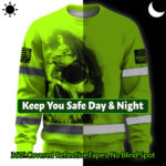 Hi Vis Long Sleeve Shirt Reflective Tapes Green Neon Skull Custom 2