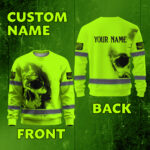 Hi Vis Long Sleeve Shirt Reflective Tapes Green Neon Skull Custom 3