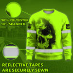 Hi Vis Long Sleeve Shirt Reflective Tapes Green Neon Skull Custom 4