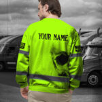 Hi Vis Long Sleeve Shirt Reflective Tapes Green Neon Skull Custom 6