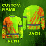 Hi Vis Long Sleeve Shirt Reflective Tapes Lime Neon And Orange US Flag 2