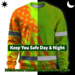 Hi Vis Long Sleeve Shirt Reflective Tapes Lime Neon And Orange US Flag 3
