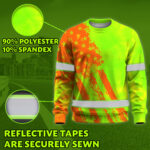 Hi Vis Long Sleeve Shirt Reflective Tapes Lime Neon And Orange US Flag 4