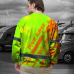Hi Vis Long Sleeve Shirt Reflective Tapes Lime Neon And Orange US Flag 6