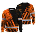 Hi Vis Long Sleeve Shirt Reflective Tapes Orange Neon And Black US Flag 1
