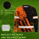 Hi Vis Long Sleeve Shirt Reflective Tapes Orange Neon And Black US Flag 4