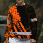 Hi Vis Long Sleeve Shirt Reflective Tapes Orange Neon And Black US Flag 5