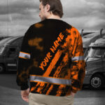 Hi Vis Long Sleeve Shirt Reflective Tapes Orange Neon And Black US Flag 6