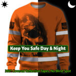 Hi Vis Long Sleeve Shirt Reflective Tapes Orange Neon Skull Custom 2