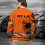 Hi Vis Long Sleeve Shirt Reflective Tapes Orange Neon Skull Custom 6