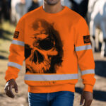 Hi Vis Long Sleeve Shirt Reflective Tapes Orange Neon Skull Custom 7