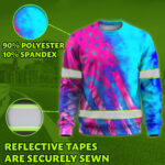 Hi Vis Long Sleeve Shirt Reflective Tapes Pink Neon And Blue US Flag 4
