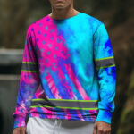 Hi Vis Long Sleeve Shirt Reflective Tapes Pink Neon And Blue US Flag 5