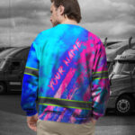 Hi Vis Long Sleeve Shirt Reflective Tapes Pink Neon And Blue US Flag 6