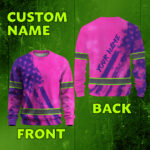 Hi Vis Long Sleeve Shirt Reflective Tapes Pink Neon And Violet US Flag 2