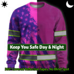 Hi Vis Long Sleeve Shirt Reflective Tapes Pink Neon And Violet US Flag 3
