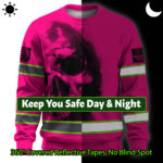 Hi Vis Long Sleeve Shirt Reflective Tapes Pink Neon Skull Custom Name 2