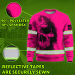 Hi Vis Long Sleeve Shirt Reflective Tapes Pink Neon Skull Custom Name 4