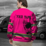 Hi Vis Long Sleeve Shirt Reflective Tapes Pink Neon Skull Custom Name 6
