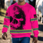 Hi Vis Long Sleeve Shirt Reflective Tapes Pink Neon Skull Custom Name 7