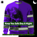Hi Vis Long Sleeve Shirt Reflective Tapes Violet Neon Skull Custom 2