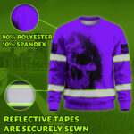 Hi Vis Long Sleeve Shirt Reflective Tapes Violet Neon Skull Custom 4