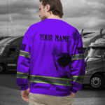 Hi Vis Long Sleeve Shirt Reflective Tapes Violet Neon Skull Custom 6
